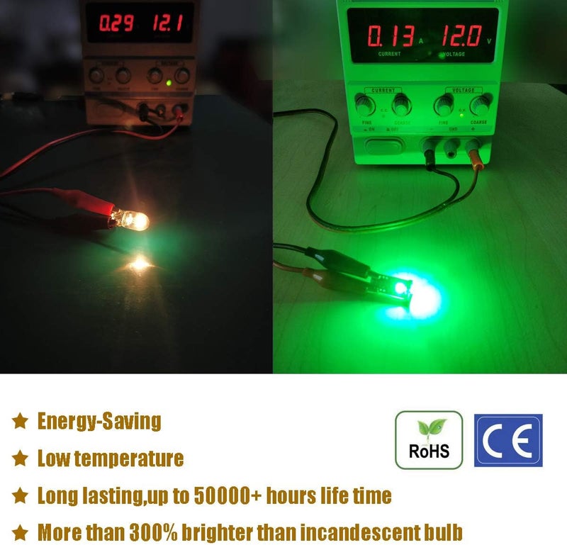 iBrightstar Extremely Bright Wedge T10 168 194 LED Bulbs for Car Interior Dome Map Door Courtesy License Plate Lights, Green - Image 4